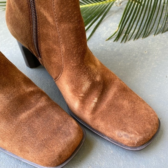 White MOUNTAIN Lauren Mid Calf Chestnut Suede Boots - Picture 4 of 11
